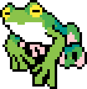 gif of a pixel art frog slowly blinking at you